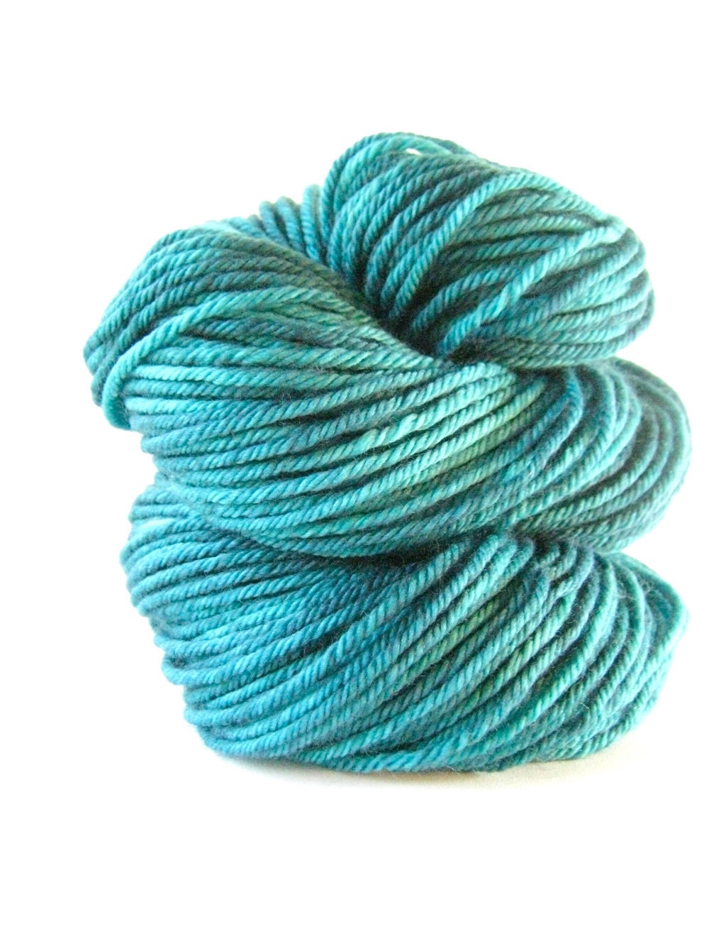 Hand Dyed Yarn - Superwash Merino, Worsted SW Yarn in Dark Turquoise - Preorder.
