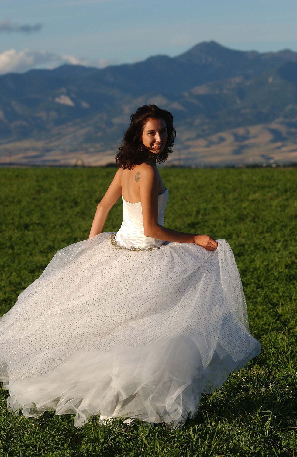 White and gold bridal gown