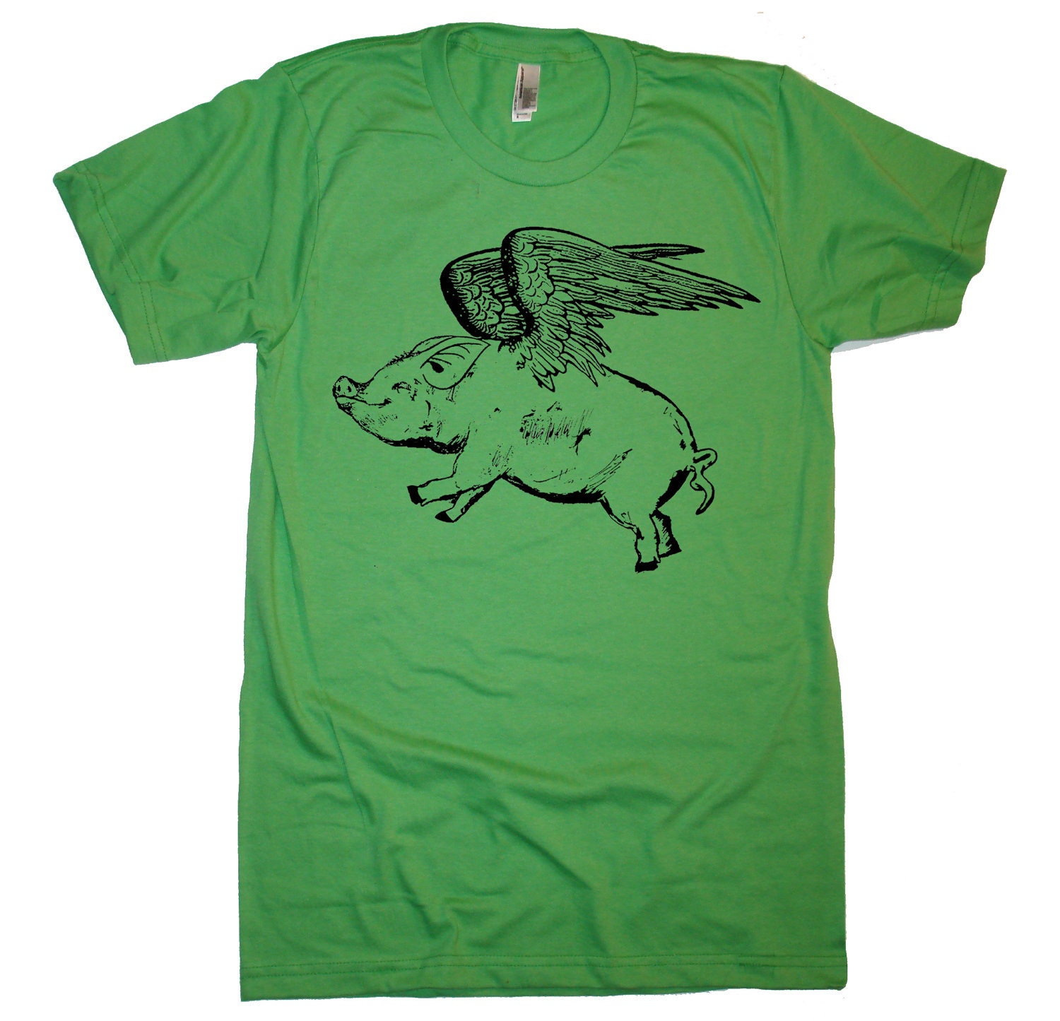 Mens Flying Pig Funny T Shirt tee - American Apparel Tshirt - XS S M L XL and XXL (28 Color Options)