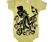 Baby Otto The Octopus Onesie Girl Bodysuit - American Apparel - 3-6m, 6-12m, 12-18m, 18-24m, (7 Color Options)