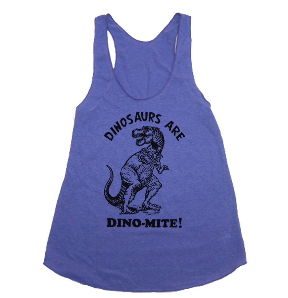 Womens Dinosaurs Are Dinomite Tri-Blend Racerback Tank - american apparel tanktop shirt - XS, S, M, and L (9 Color Options)