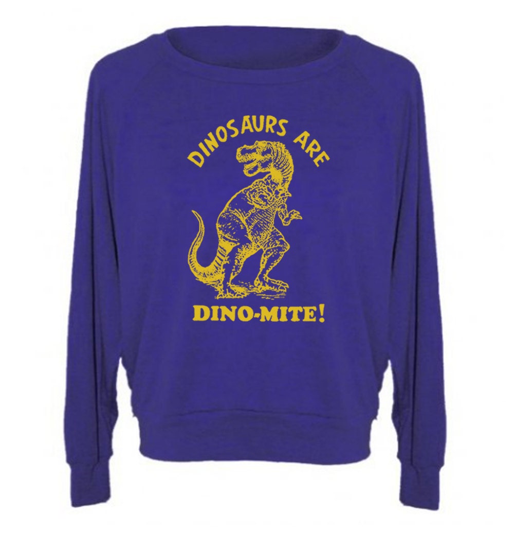 Womens Sweatshirt Dinosaurs Are Dinomite Tri-Blend Raglan Pullover - American Apparel - S M and L (8 Color Options)