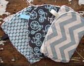 Baby Boy Burp Cloths - Set of 3 - Full Moon Slate, Bicycle Haze and Vintage Blue Chevron