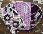 Baby Girl Burp Cloths - Aviary 2 Collection in Plum & Lilac  - Set of 3 - Lilac Bloom, Lattice, and Sparrows