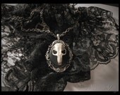 Gothic Necklace Taxidermy Skull  Neo-Victorian Bone Skull Black Cameo Romantic Macabre Jewelry Necklace
