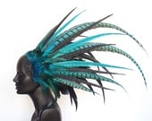 MADE TO ORDER Black & Teal Feather Headpiece