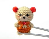 Amigurumi - Amber pom pom ears BBQ MochiQtie - Crochet Amigurumi mini size stuff  toy  doll