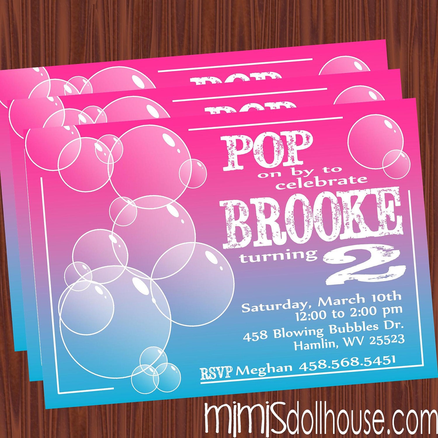Bubble Party Invitation--Bubble Birthday Invitation-JPEG/PDF Il_570xn