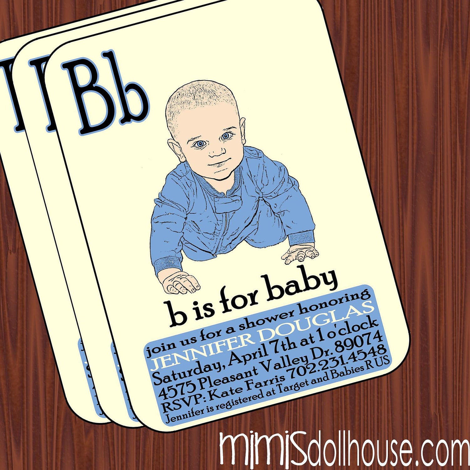 Baby Shower Invitation- B is for Baby Vintage Baby Shower Invitation PDF/JPEG Il_570xn