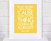 Bob Marley Lyrics - Three Little Birds - 11x14 - poster print
