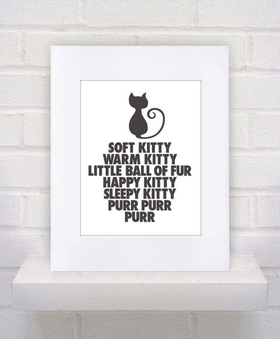 Soft Kitty Lyrics - The Big Bang Theory - 11x14 - poster print