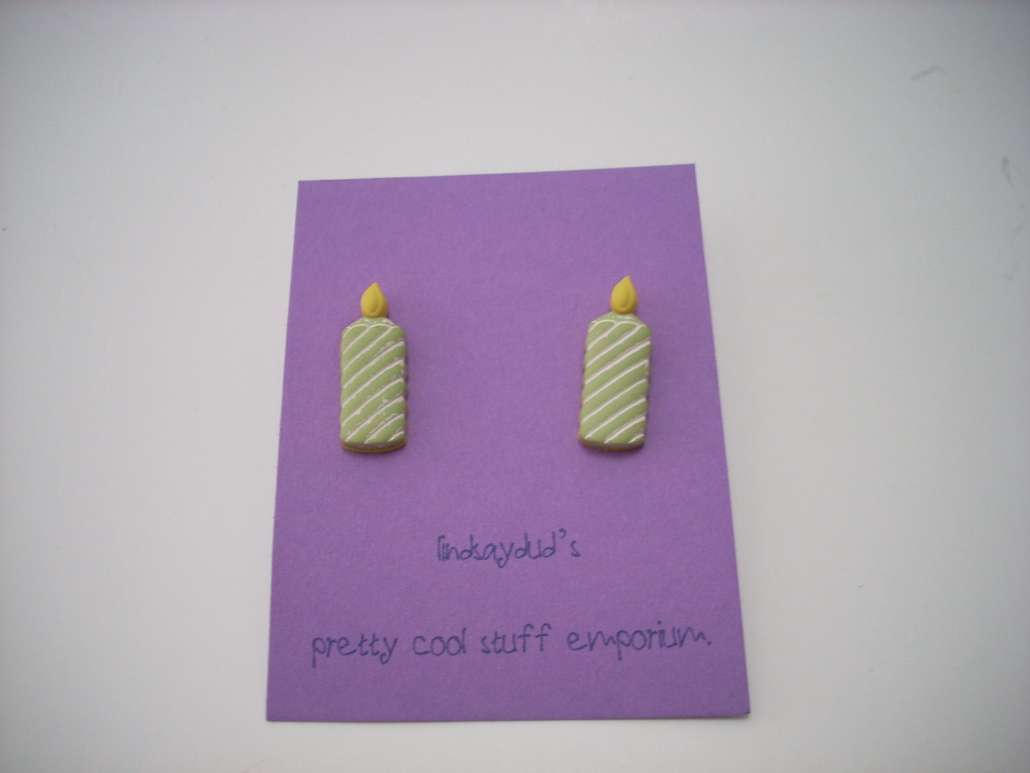 Green Birthday Candle Earrings