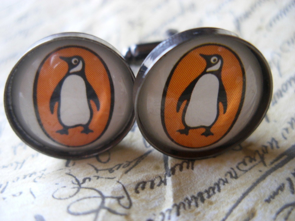 Unique Penguin Books Cufflinks Made With Vintage Paperback Covers- Mens Fashion Cuff Links- Literary Gift for Him