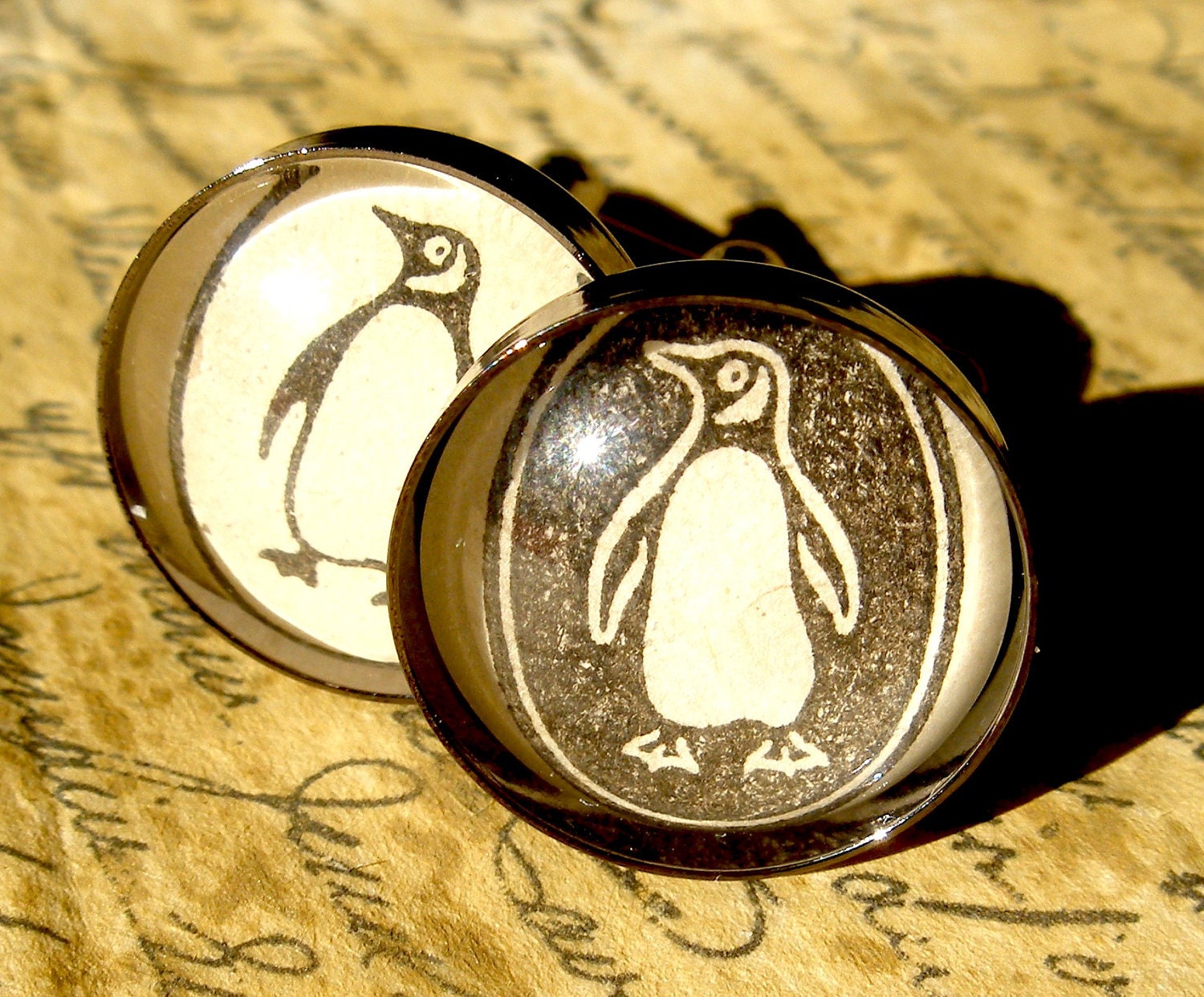 Unique Penguin Books Cufflinks Made With Vintage Books- Mens Fashion Cuff Links- Contrasting Black and White Literary Gift for Him