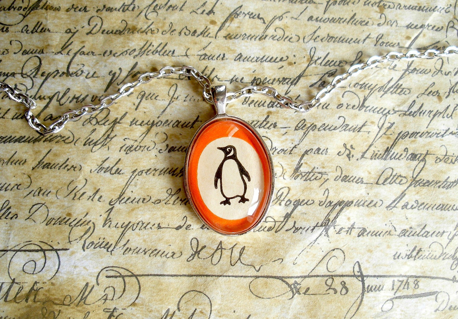 Unique Penguin Books Pendant Necklace made with real vintage book cover- Literary gift for her
