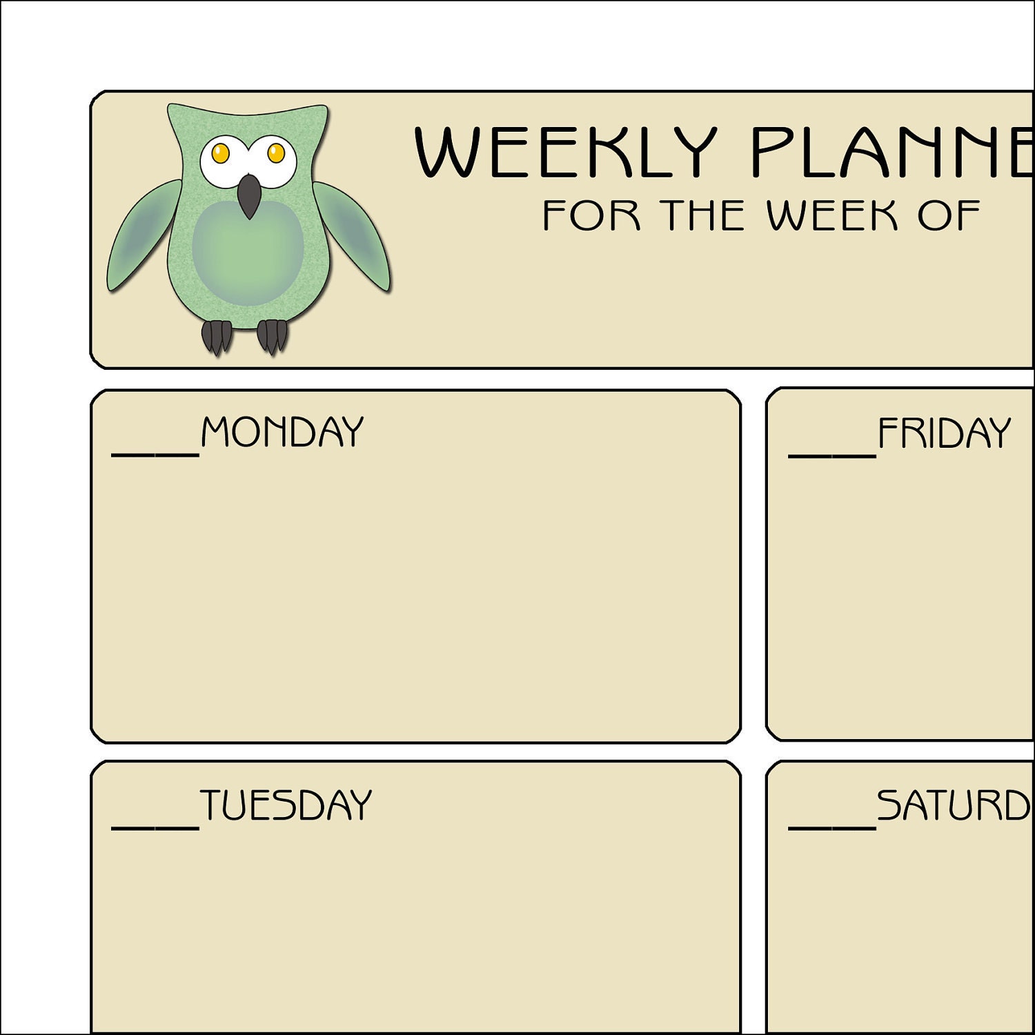 Weekly Planner - Owls - SherHastingsDesigns