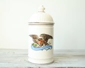 Antique Ceramic Jar with Eagle Illustration