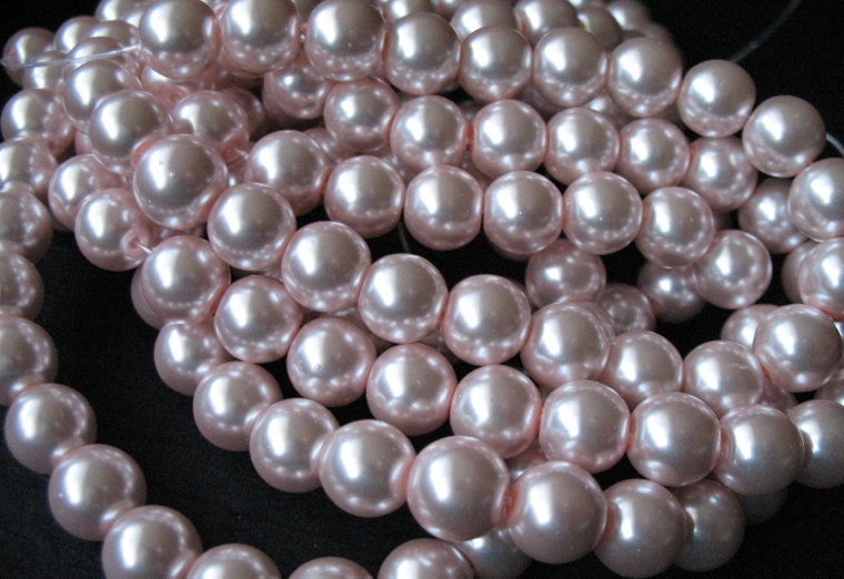 Pink Glass Pearls, 10mm, 30 pcs