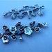 Silver Cherry Blossom Branch Charms, Antiqued Silver, Flowers, 3 Pcs