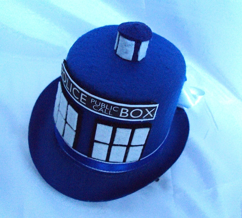 Doctor Who TARDIS inspired mini top hat in blue great for costume or cosplay