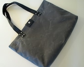 Slim Waxed Canvas Tote with Leather Handles