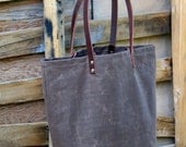 Waxed Canvas Market Bag with Leather Handles