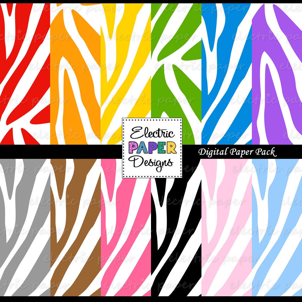Rainbow Zebra Background Paper - Instant Download - Colorful Zebra Print Printable Paper