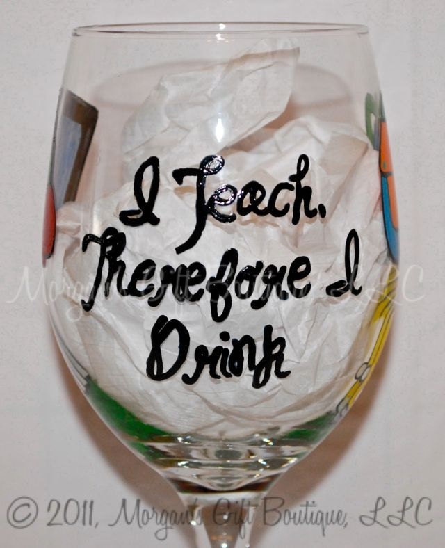Teacher Hand Painted Wine Glass