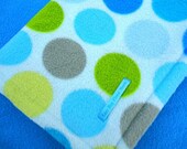PackNPlay Blanket and Sheet Set  Handmade Fleece Bedding Set for Babies 'Snowball Fight' Blue Polka Dot Print