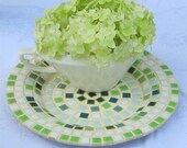 Vintage Tile Tray Set/2 Green & Brown Tiles Perfect for Candles Fruit Display