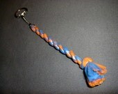 Orange and Blue Plarn Keychain recycled plastic bag