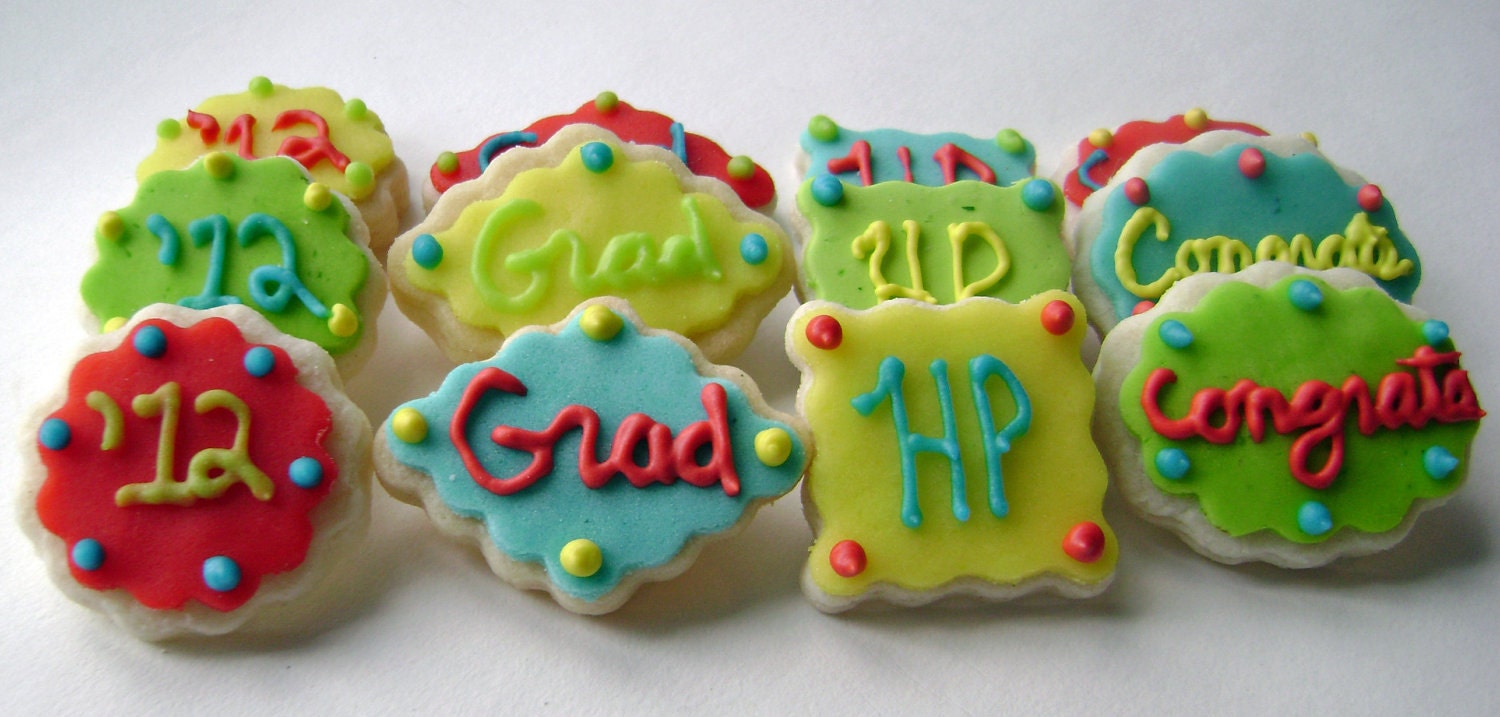 Graduation Sugar Cookies - Custom Colors Available - Mini Bites