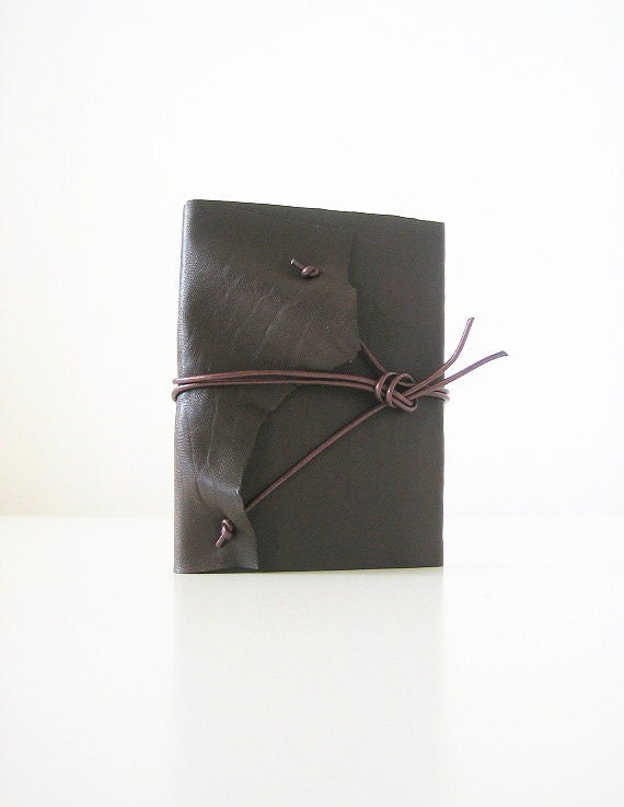 Rugged Dark Brown Notebook, handmade book, rustic leather, upcycled, urban chic, boho bohemian, nature lover, journal, pocket book, 4x5