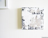 Digital 3.0 - Black and white painting, abstract, ochre, minimalist, urban chic, all white, bold, stark, fine art, collector, art gift, 8x8