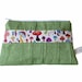 Large Cosmetic Bag with a Gathered Front - Funky Mushrooms in apple green