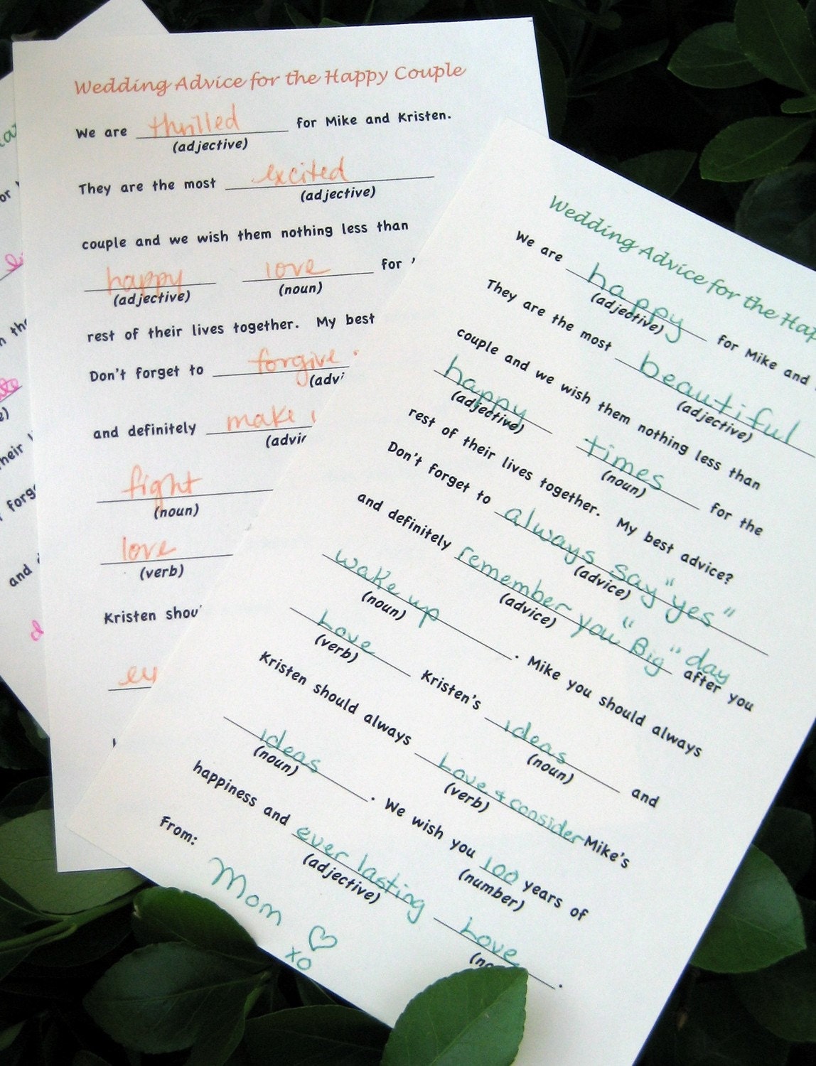 DIY Printable Wedding Mad Libs (or printing service optional)