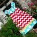 NOW Back in our SHOP Turquoise & Red Chevron Ruffle Dress with Yellow ric rac trim