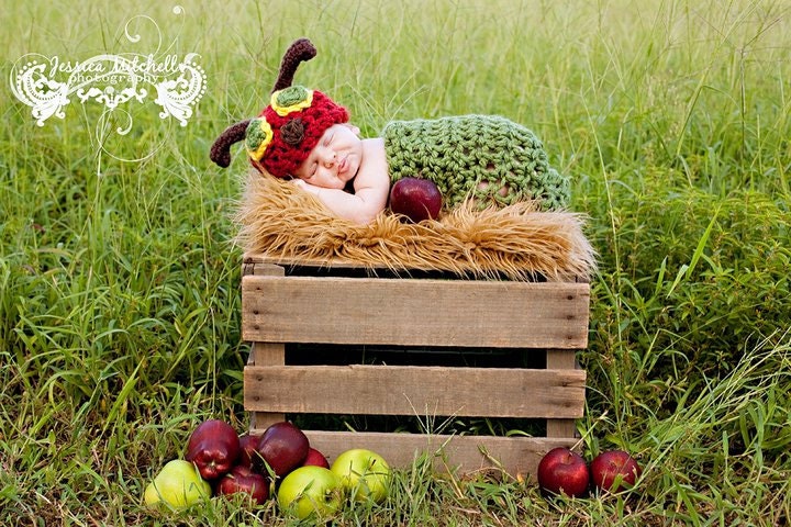Baby Crochet Hungry Caterpillar Entire Set Photography Prop - Treasured Little Creations