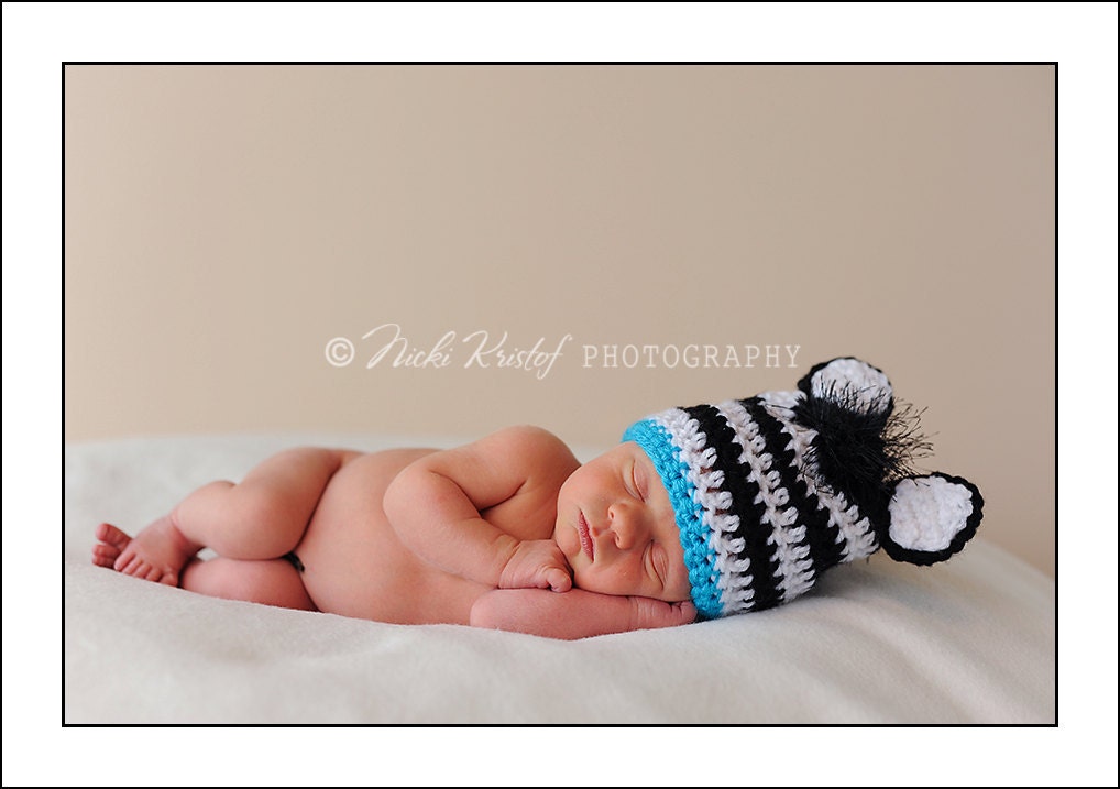 Baby Crochet Boy Zebra Hat Photography Prop Halloween Costume - Treasured Little Creations