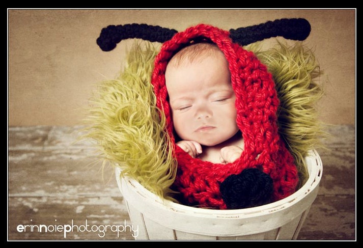 Baby Crochet Lady Bug Cocoon Ladybug Photography Prop - Treasured Little Creations