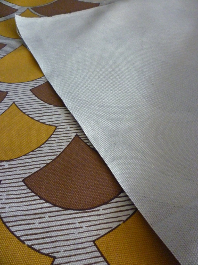 70's vintage mustard brown upholstery fabric