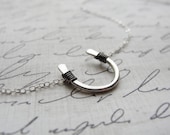Lucky sterling silver horseshoe necklace - small silver horseshoe necklace - lucky horseshoe