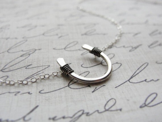 Lucky sterling silver horseshoe necklace - small silver horseshoe necklace - lucky horseshoe