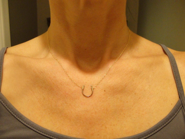 Lucky sterling silver horseshoe necklace - small silver horseshoe necklace - lucky horseshoe