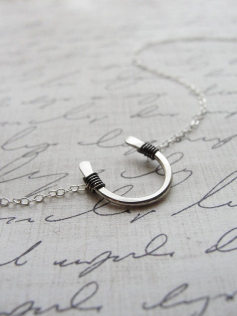 Lucky sterling silver horseshoe necklace - small silver horseshoe necklace - lucky horseshoe
