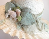 Summer straw hat for shaped by hand for wedding or garden party