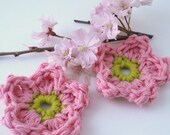 Crochet Flowers Appliques APPLE BLOSSOM Pink Rose