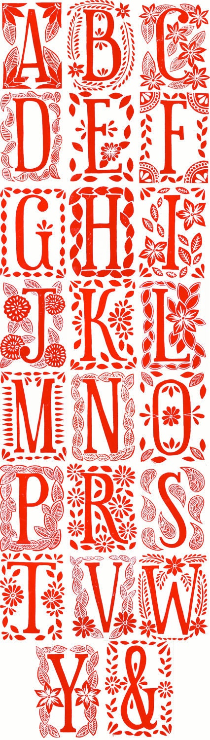 B - Single Hand Block Printed Monogram Card and Envelope