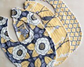 Baby Girl Bib Set of Three on Bubble Dot Minky - Joel Dewberry - Aviary II : Baby bibs / Modern bibs / Bib sets