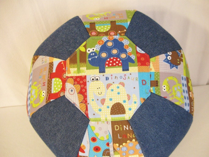 Denim and Dinosaurs,  Small Floor Pouf/Ottoman